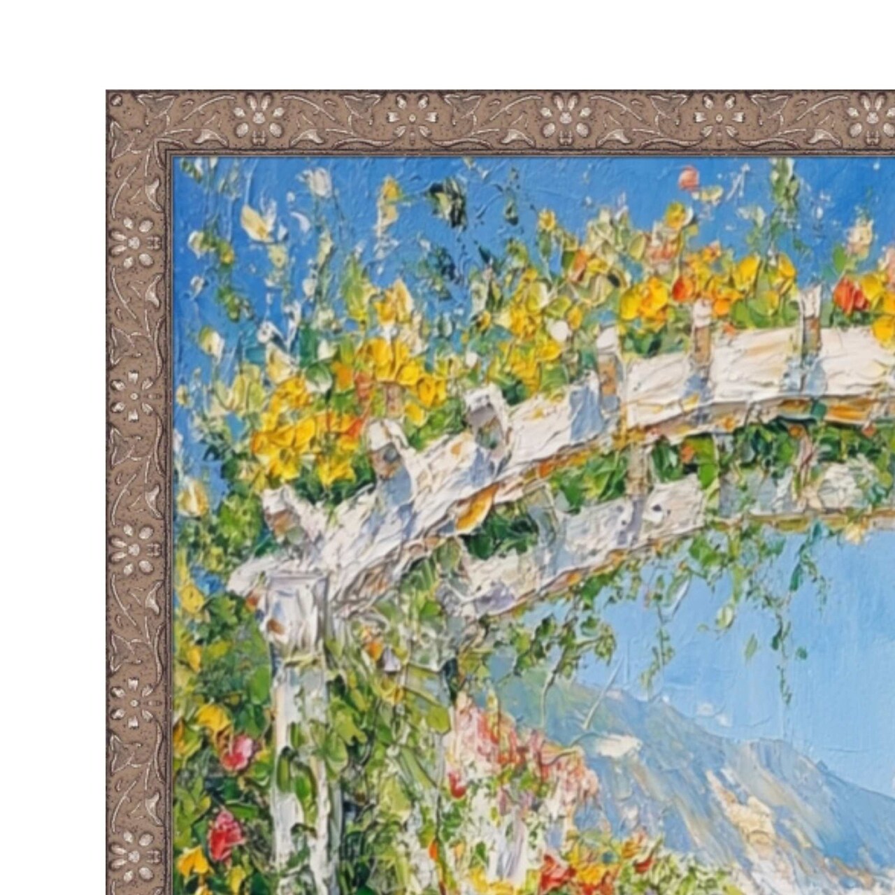 Slim Silver Pewter Leaf Floral Star Picture Frame 12x24 frame